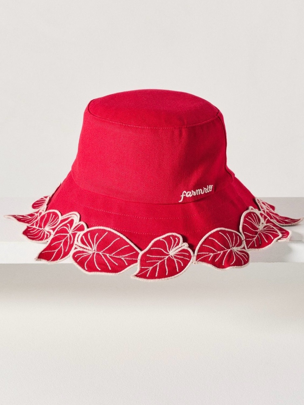 Farm Rio Red and White Leaf Trim Bucket Hat. One Size. Brand new!